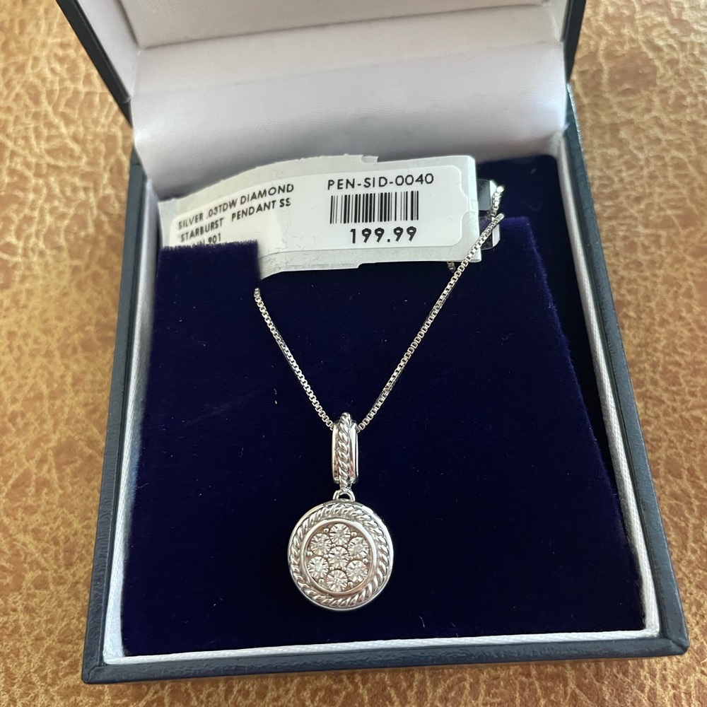 COPY - Silver diamond pendant necklace with chain